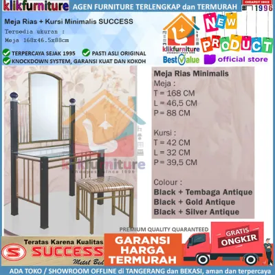 Set Meja Rias Besi + Cermin Minimalis Success