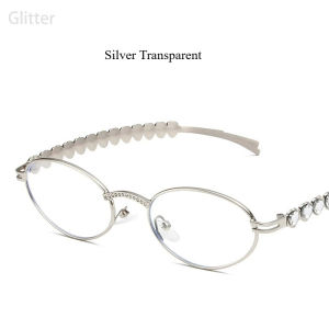 Light Luxury Diamond Oval Sunglasses for Women Men Metal Frame Sun Glasses UV400 Protection Vintage Eyeglasses Sunnies