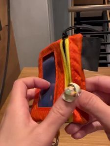 Japanese InsWallet Youthful Colors Hanging Neck ID Card Holder Key Coin Pouch Zipper Trendy Crossbody Small Hanging Bag with Lanyard