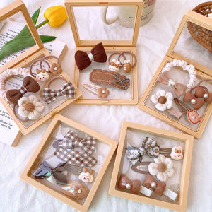 Seastina  hộp quà phụ kiện tóc kẹp tóc vải màu trà cà phê sữa kẹp tóc băng đô đa năng băng đô