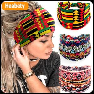 【2-3 days delivery】 Fashion Cotton Stretch Headband African Pattern Print Twist Style Elastic Hair Band Wide Hairbands Bandana Turban Knot Headwrap