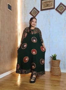 Daster Jumbo Ld 130cm Rayon Busui Sekdress Gogo Resleting Depan Batik Cap Pekalongan Terbaru Termurah