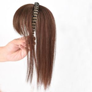 SUTONGXUE Fluffy Hàng đầu Giả Bìa Trắng Tóc Phụ nữ Clip Trong Chịu nhiệt Sợi Cô Gái Phụ nữ Tổng hợp Headband Tóc Giả Tóc Hoop Bangs Sợi Tóc thẳng Tất cả-trong-Một Kẹp Tóc