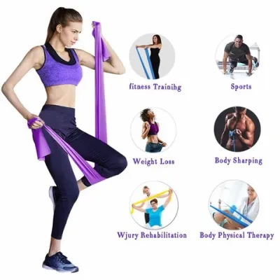 Karet Elastis Yoga Elastic Tension Resistance Band Gym Pilates Fitness