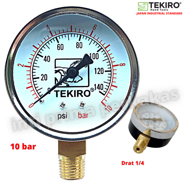 TEKIRO Pressure Gauge 10 Bar Alat Ukur Tekanan Angin Pengukur Tekanan