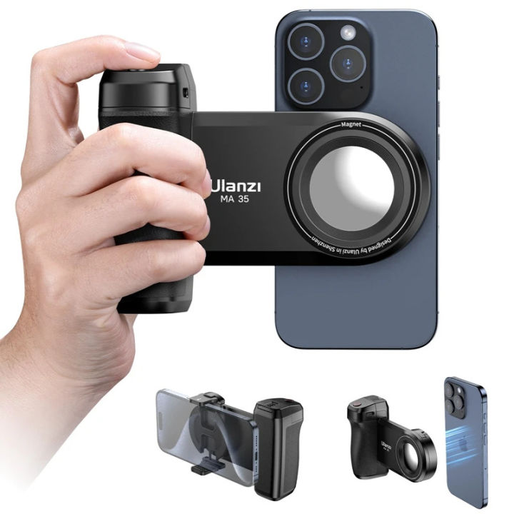 Magnetic Phone Camera Grip With Fill Light & Bluetooth Remote - Stabilizer For Live Streaming