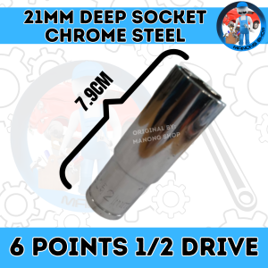 Deep Socket 21Mm 1/2 Drive 6 Points Chrome Silver High Quality Mechanics Tool for Repair and Maintenance