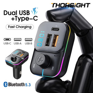 Thorsight บลูทูธรถยนต์ Dual USB+Type C Car Mp3 Player bluetooth เครื่องเล่น mp3 ในรถ ที่ชาร์จมือถืออย่างรวดเร็ว หัวชาร์จเร็วในรถ รถไร้สายบูลทูธ ﻿