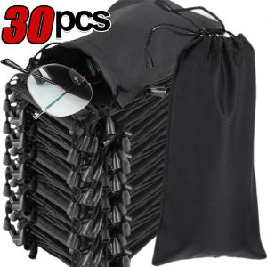30Pcs Portable Soft Cloth Waterproof Sunglasses Bag Travel Waterproof Fabric Sunglasses Bags Microfiber Dust Proof Pouch for Eyewear Glasses Drawstring Storage Pouch
