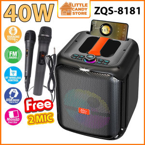ZQS-8181 Bluetooth Speaker Trolley Super Bass Portable Karaoke Music FM/USB Player with Wireless Mic & Wired Microphone