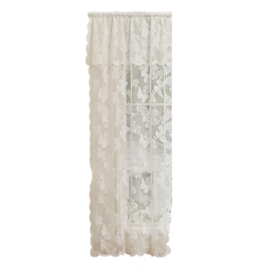 Elegant Lace Sheer Window Curtain 85% Light Filtering Privacy Panel Window Valance For Bedroom Living Room