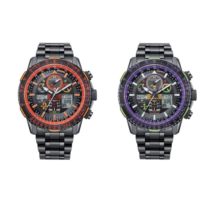 CITIZEN x EVANGELION JY8139 68E JY8138 61E EVA 02 Eco Drive Radio