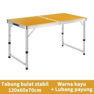 E.Home Meja Lipat Jualan Lubang Tengah Payung Meja Lapak Bazar Cafe Meja Lipat Set Koper Camping Outdoor Portable