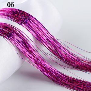ZYJC 100 Strands Girls Synthetic Hair Sparkly Bling Silk Glitter Rainbow  Color Hair Extension Hair Tinsel