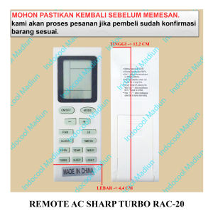 RAC20 REMOT / REMOTE UNTUK AC / REMOTE AC SHARP TURBO RAC-20