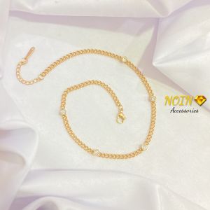 Gelang Kaki Titanium Rantai Model Mata Satu Berjarak Untuk Wanita Simple