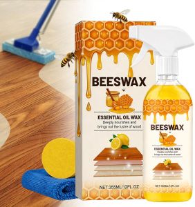 355ml Micro-Molecularized Natural Beeswax Floor Polish Spray Beeswax Essential Oil Wax Bees Wax Wood Polish Spray for Living Rooms Kitchens Wood Furniture Floor (1PCS)