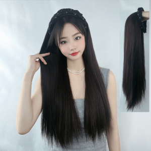 Wig Bando Cantik Wanita Simple Elegan Korean Version Wig Bando Panjang Wanita Hairclip Korea Rambut Palsu wig headband-26