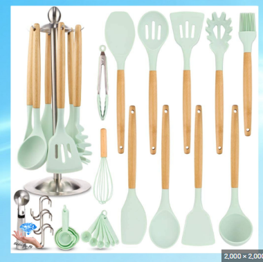 TRRENDING%20!%2019PCS%20Cooking%20Utensils%20Set%20Non-Stick%20Pan%20Baking%20Tools%20Kitchenware%20Slotted%20Turner%20Spatula%20Spoon%20Food%20-%20Image%204
