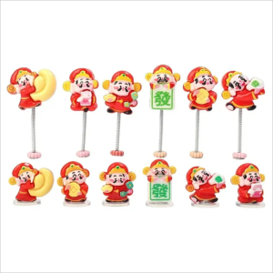 12PCS 2024 God of Wealth Car Ornaments Car Dashboard Mini Shaking Head Ornament Attracting Wealth Car Interior Decoration Accessories