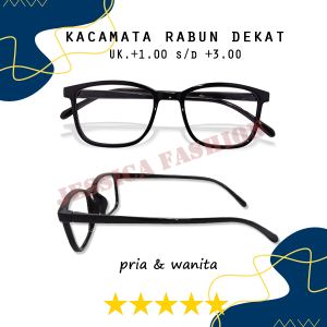 Kacamata Baca Plus +1.00 +1.25 +1.50 +1.75 +2.00 +2.25 +2.50 +2.75 +3.00 Frame Kotak Gede Warna Bingkai Hitam Kilap Lensa Bening Frame Ringan Kokoh Untuk PRIA WANITA - COD