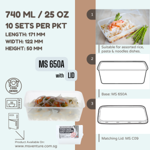 {MSV} Rectangle Microwavable Plastic Takeaway Lunch Box (585ml-1050ml) Anti Leak MS K203 500A 650A 700A 750A 1000A1100A