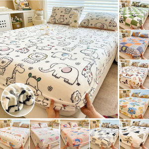 Premium Velvet Fitted Sheet Cute Soft Warm Bedsheet Elastic Bed Cover for Adults Kids Room Winter Use Single Queen King Sizes2026