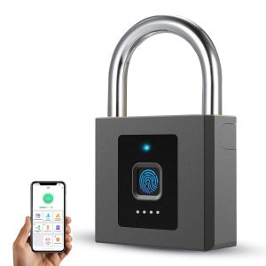 Elinksmart P9 Padlock Fingerprint Padlock Security Key Anti-theft Security Smart Lock Suitable for Home/gym/school USB Charging Bluetooth Smart Lock Locker Lock Door Lock Car Lock Cable Fingerprint Padlock