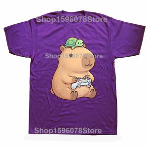 Funny Cute Capybara Anime Gamer Turtle T-shirts Men Womens Fashion Casual Tshirt Loose Oversized Streetwear T Shirt
