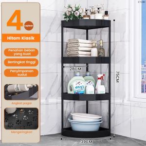 KENZZO Rak Dapur Plastik Rak Toilet Rak Susun Serbaguna 4 Tingkat Ukuran Rak Kamar Mandi