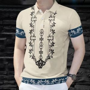 Barong Tagalog for Men Modern Short Sleeve Polo Shirts for Men 2025 Retro Pattern Polo for Men Comfortable Breathable Polo Barong for Men