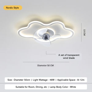 Fan Ceiling Lamp Household Cloud Childrens Room Invisible Fan Lamp Modern Bedroom Lamp Armo