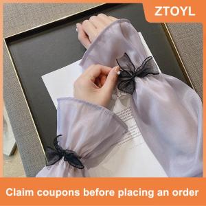 【ZTOYL】 ปลอกแขนผ้าไอซ์ซิลค์สำหรับผู้หญิง ใหม่ครีมกันแดดผ้าไอซ์ซิลค์ถุงมือป้องกันรังสียูวีปลอกแขนสำหรับให้ความอบอุ่นแขนแห้งเร็ว