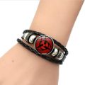 Anime Naruto Bracelet Cosplay Uchiha Bracelet Sharingan Eye Bracelet Multi-layered Cowhide Braided Bracelet For Naruto Fans Gifts. 