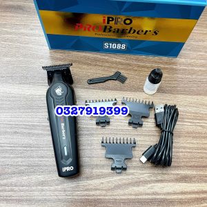 iPro Tông đơ chấn viền Barber S1088 cao cấp sắc nét 3 màu xanh đen hồng pin lithium 1600mAh lưỡi thép không gỉ sắc bén