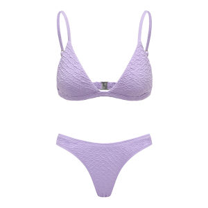 Yukari swim 2 Pieces Bikini White/Purple Swimsuit  for Women Beach Summer Wrinkle High -end Swimsuit Pool Vacation