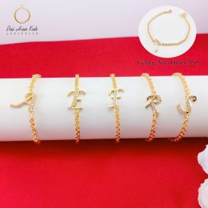 Gelang Nuri Alphabet Titanium Terbaru Tersedia Huruf A-Z Lapis Emas Dan Permata 24K