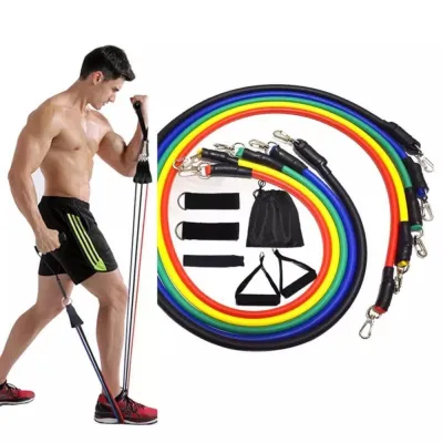 BISA COD Resistance Band / Tali Stretching / Peralatan Olahraga / Tali Elastis Yoga 11 Set / Alat Olah Raga Elastic Band Fitness Gym Tali Karet Pilates Stretch Rope / Strap Peregangan Dengan 5 Macam Resistance Band Melatih Otot Pelangsing Tubuh Wanita