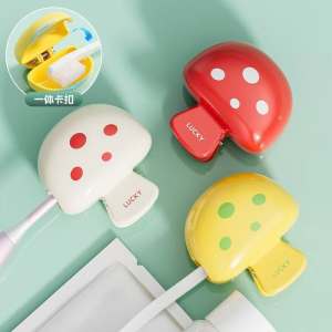 OKEY SHOP  Portable Electric Toothbrush with Cute Fruit-Shaped Toothbrush Storage Clip Portable Travel Toothbrush Protective Cap Household Storage Box with Lid