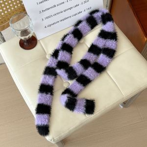 PYA94 Harajuku Narrow Long Scarf Gothic Punk Subculture Y2K Striped Scarf Trendy Streetwear Choker Streamer Girl
