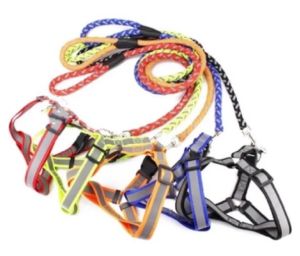 Pet Knitted Nylon Leash with harness and 2 Way Double Coupler Leash without harness