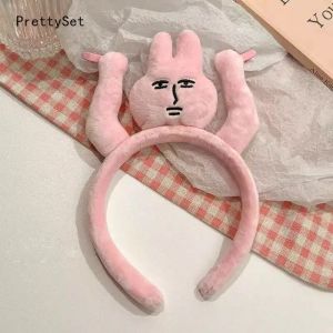 Funny Pink Rabbit Hairband Women Creative Cartoon Bunny Headband Hat Headbands Bangs Side Hair Clips Girls Plush Headdress