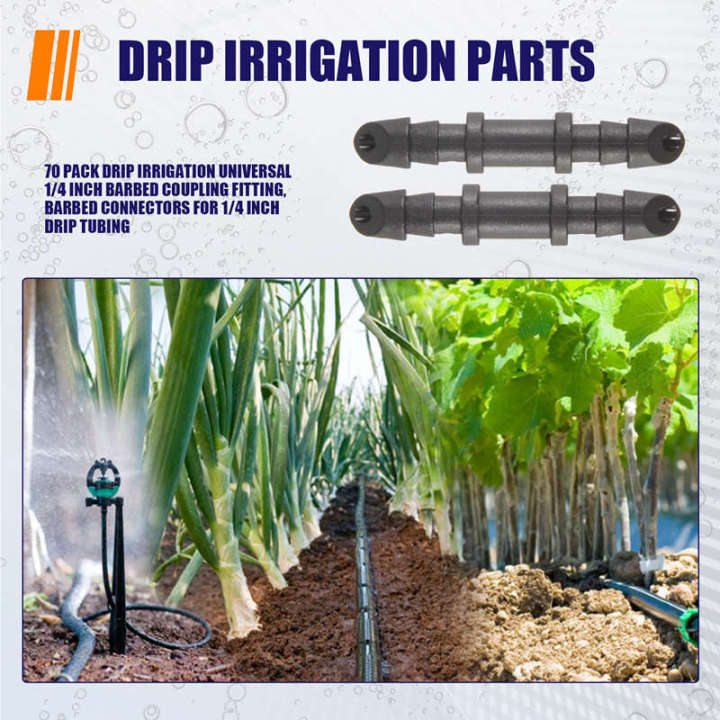 70 Pack Drip Irrigation Universal 1/4 inch Barbed Coupling Fitting ...