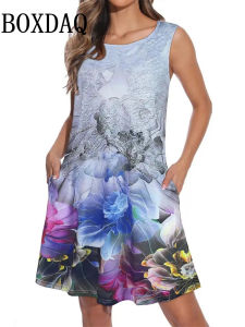 Retro Summer Flowers 3D Print Elegant Womens Clothing Female Sundress Fashion Short Sleeve Loose Dress Ladies Casual Party 2026