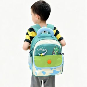 SOULLOV Animals Kids Backpack Waterproof Large Capacity Color Block Backpack Durable Back-supporting Lightweight School Bag for Kindergarten Children