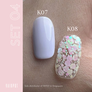 [Vainpot-SG] XI HUI Donut Series - Macarons & Sequins 2pcs Pot Gel Polish Set - 5ml