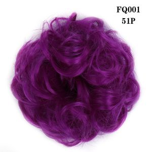 Women Hair Ring Wig Hair Extension Pad Natural Smooth Short Wig Ball Hair Ring Bun Messy Scrunchies with Elastic Band Natural Fake Hair Colored Black Purple Pink Green