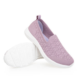 KOMAST Summer knitted breathable and fashionable womens shoes for outdoor casual walking with soft soles and breathability