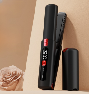 Portable LCD curling iron large capacity Large Capacity Wireless Charging Hair Straightener Portable Charging Straightening Brush No Damage Hair Curling Wand Fast Heating wireless rechargeable