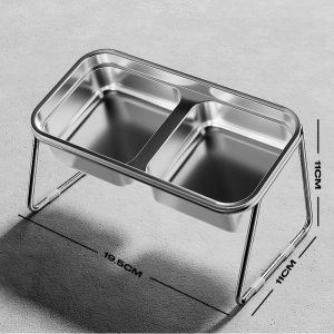 Elevated pet bowl cat food bowl dog water bowl 304 stainless steel cervical spine protection non slip base double bowl design sulit matibay